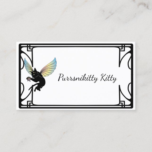 Cartão De Visita Lua e estrelas cósmicas do gato (Frente)