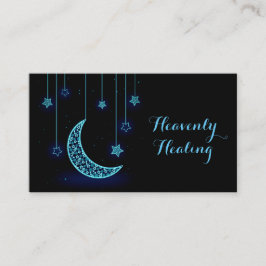 Cartão De Visita Lua e estrelas crescentes azuis modernas