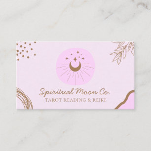 Cartão De Visita Lua Estrelas Marrons Rosa Espiritual Reiki