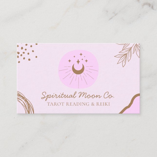 Cartão De Visita Lua Estrelas Marrons Rosa Espiritual Reiki (Frente)
