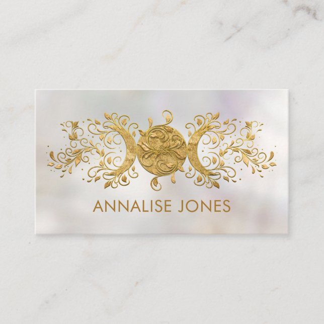 Cartão De Visita Lua tripla - Ornamento do Ouro da Deusa Tripla Bus (Frente)