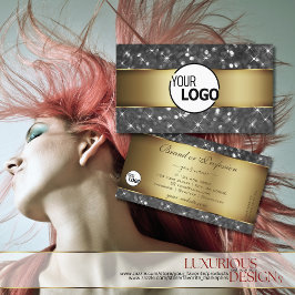 Cartão De Visita Luminosas Douradas e Silver Glitter Logotipo Moder