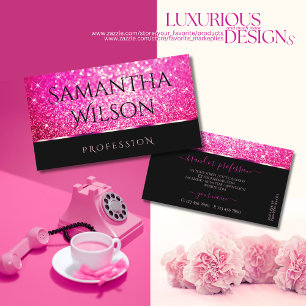 Cartão De Visita Luminosas Luminosas, Rosa-Rosa, de Luxo, em Preto