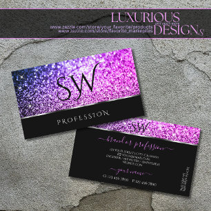 Cartão De Visita Luminosas Púrpuras, Luxuriosas, Estrelas Negras