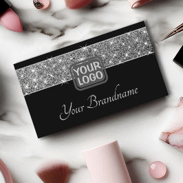 Cartão De Visita Luminoso Silver Glitter Sparkle Stars Logotipo Pre