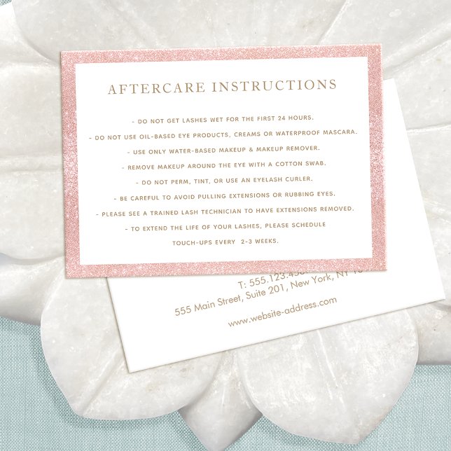 Cartão De Visita Luminter Rosa ApósCare para Lash Extensions Salon (Criador carregado)