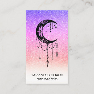 Cartão De Visita *~* Luna Crescent Moon Talisman Shaman Glitter