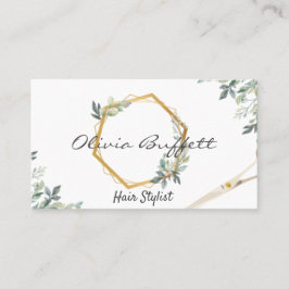 Cartão De Visita Lush Greenery Rosa de natureza Dourada