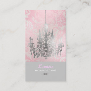 Cartão De Visita Lustre Branco PixDezines+Damasceno Rosa