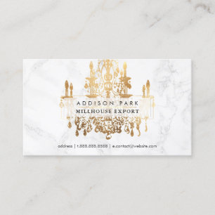 Cartão De Visita Lustre de cristal de ouro falso mármore PixDezines