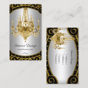 Cartão De Visita Lustre Elegante Dourado Preto Prata Interior