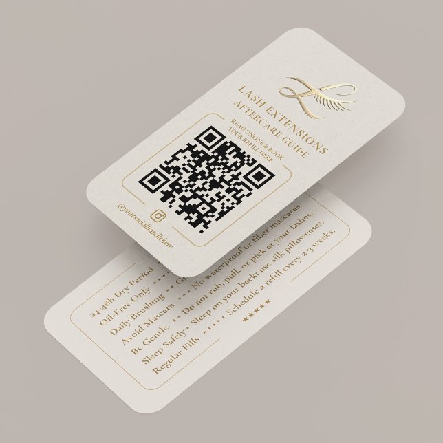 Cartão De Visita Lux Lash Extensions Aftercare Guide Card  (Lux Lash Extensions Aftercare Guide Instruction Member Card
)