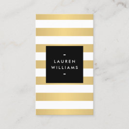 Cartão De Visita Luxe Bold Faux Dourado e White Stripes