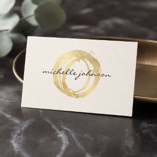 Cartão De Visita Luxe Logotipo em Círculo Pintado de Dourado Falso