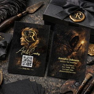 Cartão De Visita Luxo Arte Fina Escura Artista Preto e Dourado El