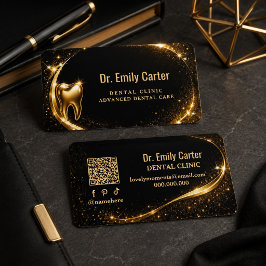 Cartão De Visita Luxo Black & Gold Dental | Modern Dental