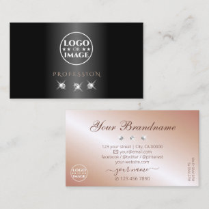 Cartão De Visita Luxo Black Rose Gold Brilhantes Diamantes Adiciona