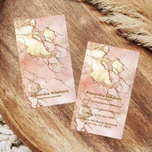 Cartão De Visita Luxo Blush Mármore Dourado Profissional