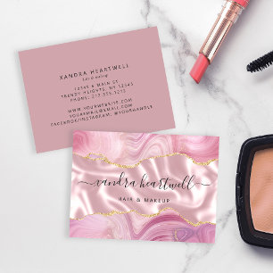 Cartão De Visita Luxo Brilho Dourado Ágata Rosa