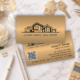 Cartão De Visita Luxo Bronze Ouro Imobiliário Chic Profissional