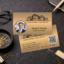 Cartão De Visita Luxo Bronze Ouro Imóveis Chic Profissional