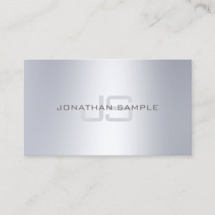 Cartão De Visita Luxo de aparência prateada minimalista monograma e