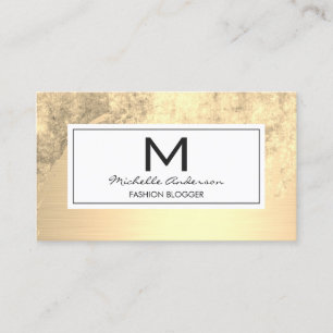 Cartão De Visita Luxo Dourado Aquarela com Monograma em Dourado Bri