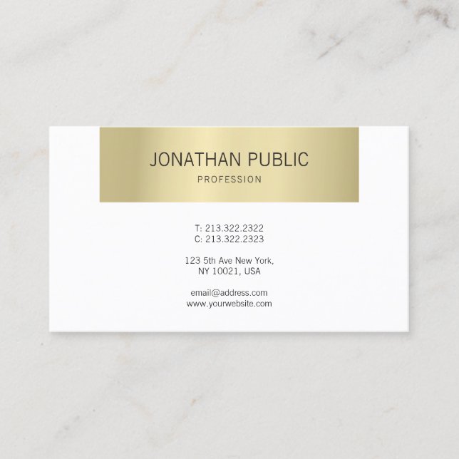 Cartão De Visita Luxo Dourado e elegante de Design profissional mod (Frente)