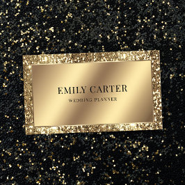 Cartão De Visita Luxo Dourado Largura Faux Faux Código QR Metálico 