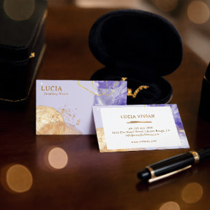 Cartão de Visita Luxo Dourado Roxo Universo