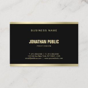 Cartão De Visita Luxo Dourado sofisticado e elegante moderno e negr