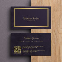 Lúxo elegante de roxo escuro e ouro de código QR
