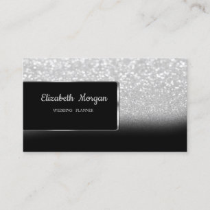 Cartão De Visita Luxo Elegante Prateado Brilho Bokeh Ombre
