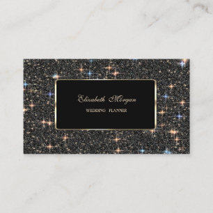 Cartão De Visita Luxo Elegante Preto Brilho Glitter Bokeh