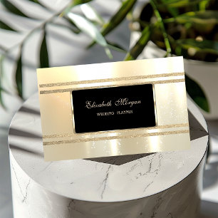 Cartão De Visita Luxo Elegante, Preto, Listras Brilhantes de Faux D