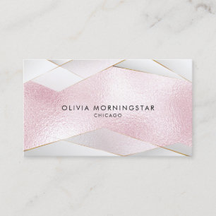 Cartão De Visita Luxo Elegante Transparente Facetas Rosa Dourado Br