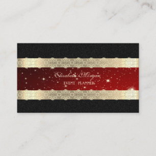 Cartão De Visita Luxo Elegante Vermelho,Listrado a Dourado,Renda,Pr