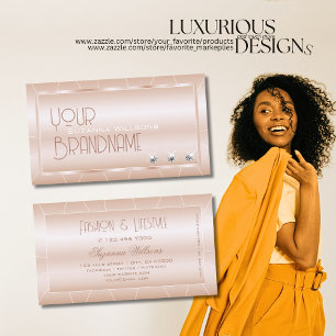 Cartão De Visita Luxo em Ouro Rosa com Moldura e Diamantes Primoros