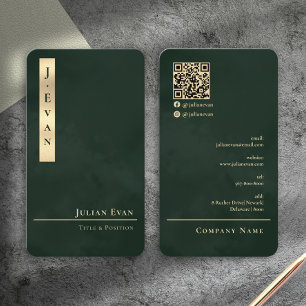 Cartão de Visita Luxo Esmeralda Verde Dourado Prof