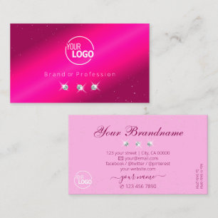 Cartão De Visita Luxo Estrelas Brilho Rosa Diamantes com Logotipo