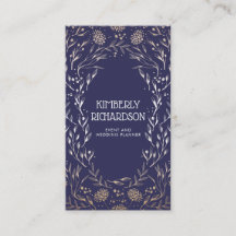 Luxo Floral de Folha Azul e Marinho Elegante