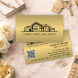 Cartão De Visita Luxo Latão Ouro Imobiliário Chic Profissional