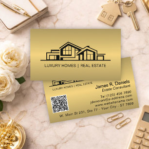 Cartão De Visita Luxo Latão Ouro Imobiliário Chic Profissional