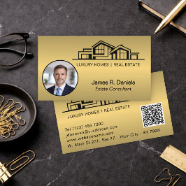 Cartão De Visita Luxo Latão Ouro Imobiliário Chic Profissional