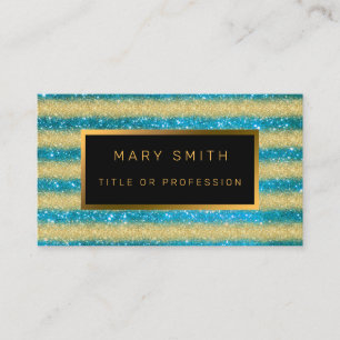 Cartão De Visita Luxo Melhor Glitor Azul Dourado Popular