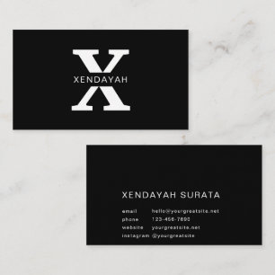 Cartão De Visita Luxo minimalista preto e branco com marca personal