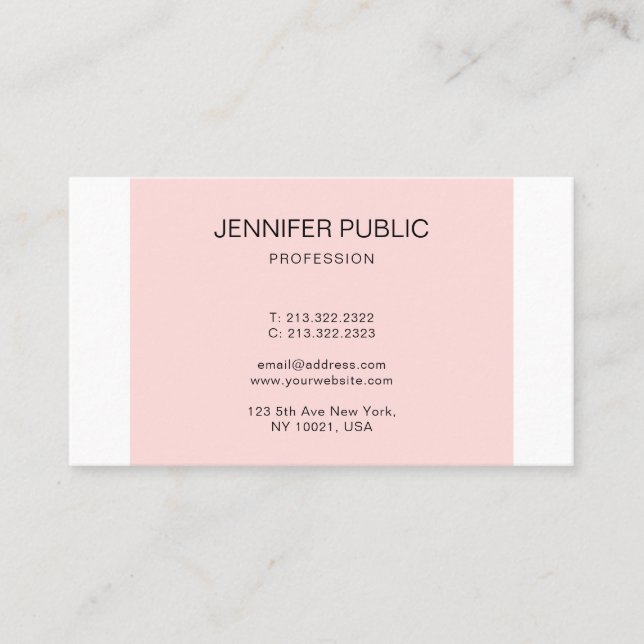 Cartão De Visita Luxo Mínimo Moderno Elegante Escamudo Rosa (Frente)