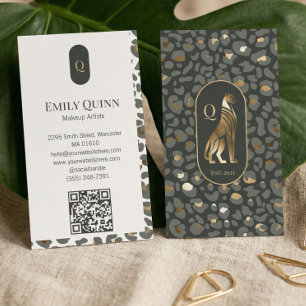 Cartão De Visita Luxo Monograma Estampa de Leopardo Guepardo Beleza