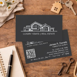 Cartão De Visita Luxo Preto Cinza Imobiliário Chic Profissional