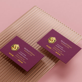 Cartão De Visita Luxo Preto e Dourado Elegante com Logotipo Empresa